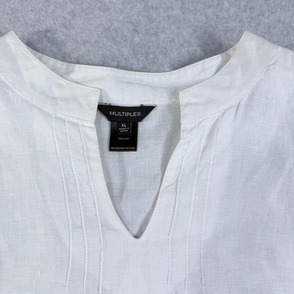 Linen Tunic Womens XL White Sleeveless Asymmetric Layered Hem Top Multiples - Picture 4 of 12